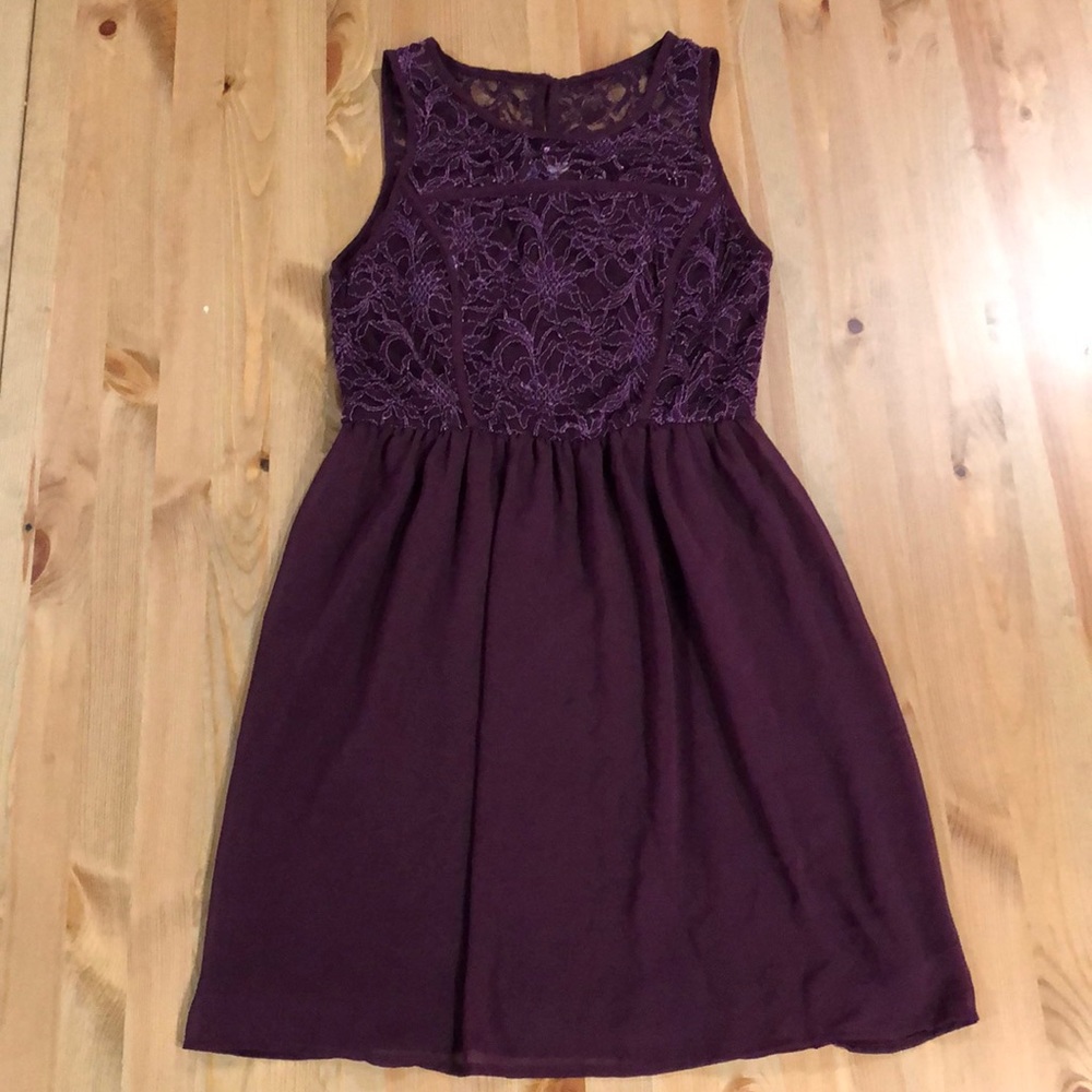 Semi-Formal Purple Lace and Georgette Homecoming Dress